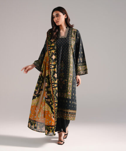 Black Lawn Straight Suit - View 1