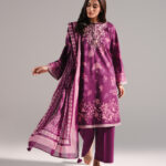 Purple Lawn Straight Suit - View 1