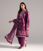Purple Lawn Straight Suit - View 4
