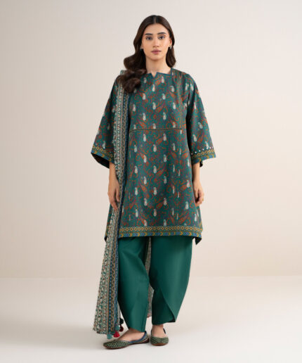 Green Lawn Unstitched Ensemble - View 1