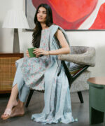 Ice Blue Zari Lawn Unstitched Ensemble - View 2