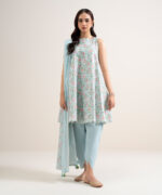 Ice Blue Zari Lawn Unstitched Ensemble - View 5