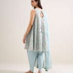 Ice Blue Zari Lawn Unstitched Ensemble - View 1