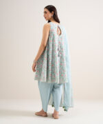 Ice Blue Zari Lawn Unstitched Ensemble - View 1