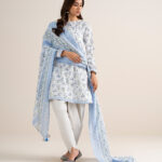 Off White Zari Lawn Unstitched Ensemble - View 1