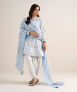 Off White Zari Lawn Unstitched Ensemble - View 1