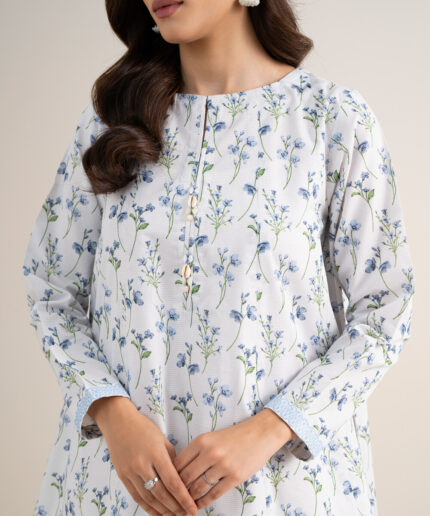 Off White Zari Lawn Unstitched Ensemble - View 2