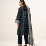 Black And Off White Lawn Unstitched Ensemble - View 1