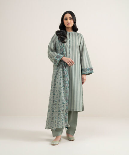 Sage Green Lawn Unstitched Ensemble - View 1
