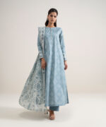 Ice Blue And Off White Lawn Unstitched Ensemble - View 4