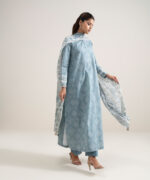 Ice Blue And Off White Lawn Unstitched Ensemble - View 1