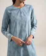 Ice Blue And Off White Lawn Unstitched Ensemble - View 3