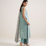 Green And Off White Lawn Unstitched Ensemble - View 1