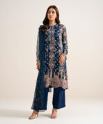 Black Blended Chiffon Unstitched Ensemble - View 4