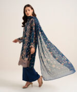 Black Blended Chiffon Unstitched Ensemble - View 5