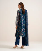Black Blended Chiffon Unstitched Ensemble - View 3