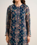 Black Blended Chiffon Unstitched Ensemble - View 2