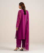 Plum Blended Chiffon Unstitched Ensemble - View 4