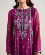 Plum Blended Chiffon Unstitched Ensemble - View 5