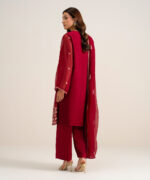Deep Red Blended Chiffon Unstitched Ensemble - View 4