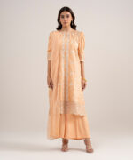 Peach Raw Silk Unstitched Ensemble - View 3