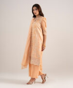 Peach Raw Silk Unstitched Ensemble - View 2
