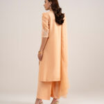 Peach Raw Silk Unstitched Ensemble - View 1