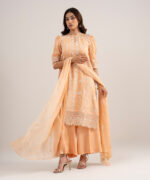 Peach Raw Silk Unstitched Ensemble - View 4