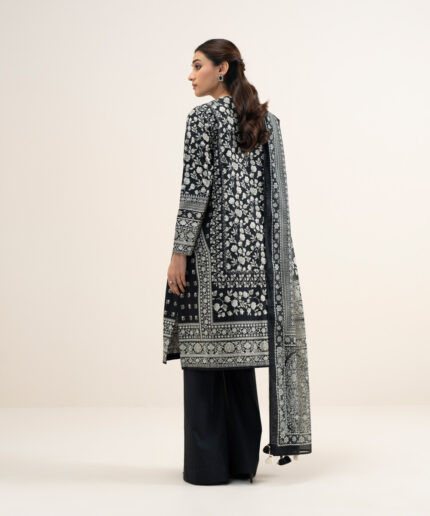 Off White And Black Lawn Unstitched Ensemble - View 2