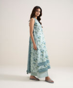 Light Aqua Lawn Unstitched Ensemble - View 3