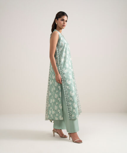 Mint Green And Off White Lawn Unstitched Ensemble - View 2