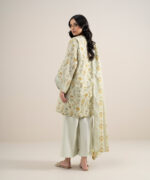 Beige Lawn Unstitched Ensemble - View 3