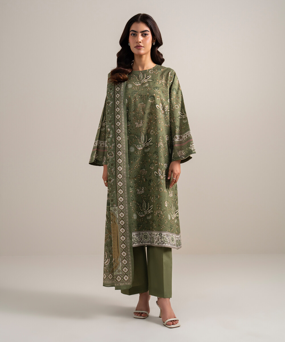 Green Lawn Unstitched Ensemble - View 1 Green Lawn Unstitched Ensemble - View 1