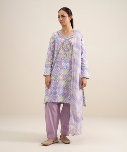 Ice Blue Lawn Unstitched Ensemble - View 2