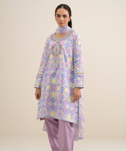 Ice Blue Lawn Unstitched Ensemble - View 1
