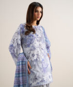 Tea Pink And Off White Lawn Unstitched Ensemble - View 1