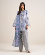 Tea Pink And Off White Lawn Unstitched Ensemble - View 4
