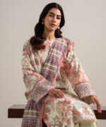 Tea Pink And Off White Lawn Unstitched Ensemble - View 3