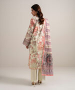 Tea Pink And Off White Lawn Unstitched Ensemble - View 5
