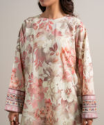 Tea Pink And Off White Lawn Unstitched Ensemble - View 1