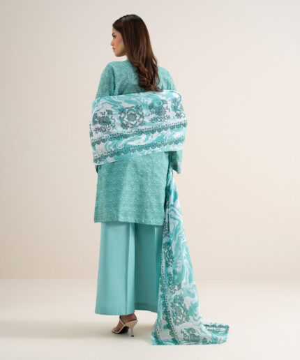 Ice Blue Lawn Unstitched Ensemble - View 1