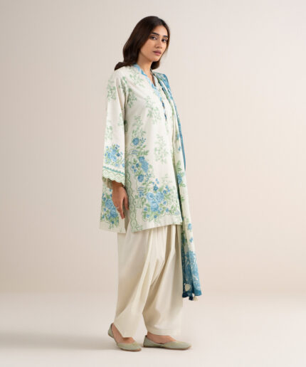 Off White Lawn Unstitched Ensemble - View 1