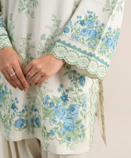 Off White Lawn Unstitched Ensemble - View 2