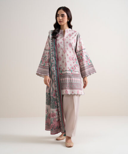 Pink Lawn Unstitched Ensemble - View 2