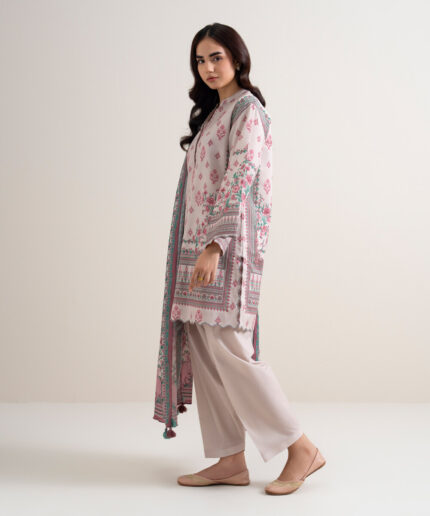 Pink Lawn Unstitched Ensemble - View 1