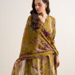 Mustard Arabic Lawn Unstitched Ensemble - View 1