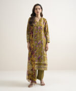 Mustard Arabic Lawn Unstitched Ensemble - View 4