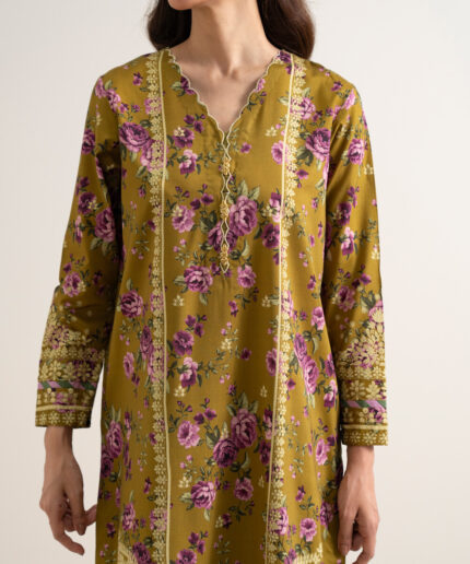 Mustard Arabic Lawn Unstitched Ensemble - View 2