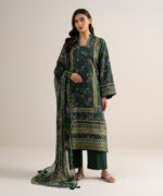 Green Arabic Lawn Unstitched Ensemble - View 4