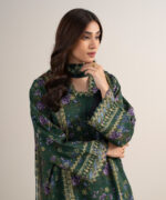 Green Arabic Lawn Unstitched Ensemble - View 1
